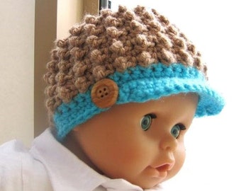 Crochet Pattern Hat , Newborn Baby to Adult, Boy and Girl, Pdf pattern - Visor Beanie