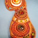 Tantalizing, Twirling Tangerine Bead Embroidered Bracelet Cuff EBWC