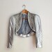 Amazing 80s Vintage Metallic Silver Studded Leather Jacket with Rhinestones and Silver Studs, Size XS