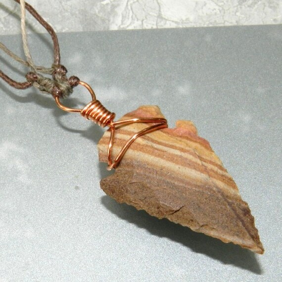 Clearance Arrowhead Wire Wrap Necklace on Knotted Cord