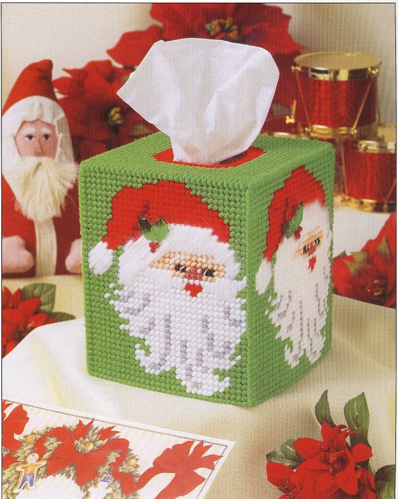 Items similar to Santa Tissue Box Cover Plastic Canvas Pattern on Etsy