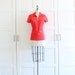 SALE - Nautical Ship N Shore Polo Shirt, Red Sailor Pinup Top Womens Blouse, size Medium