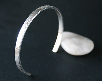 Sterling Silver Cuff Bracelet Handmade Hammered Finish Simple Classic Design