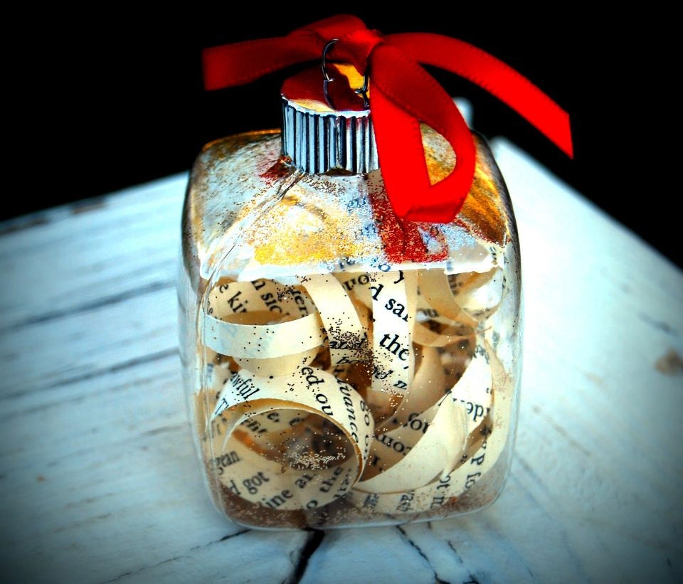 Book Page Glass Ornament by ToileGoodThings on Etsy