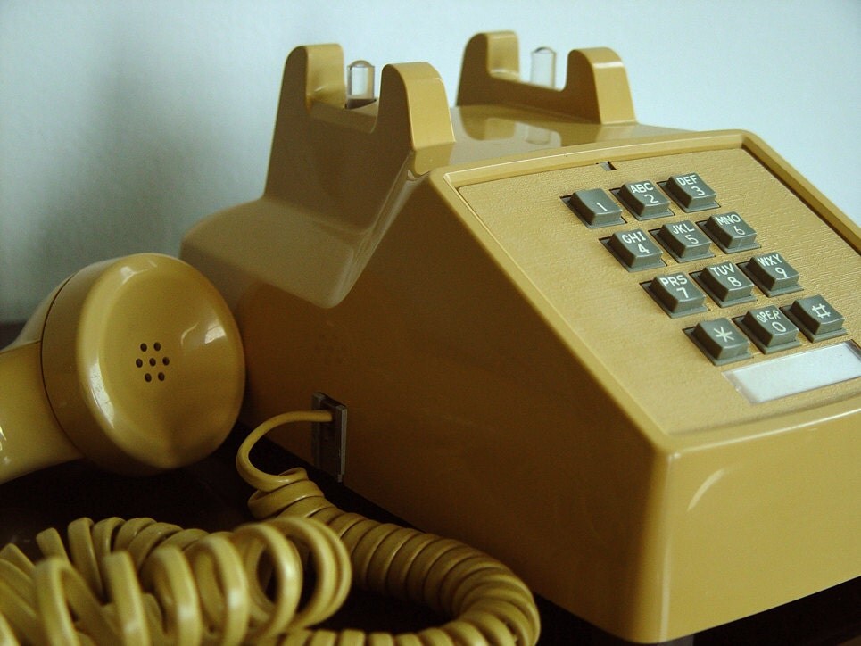 1960s Touch Tone Telephone Gold Yellow Ochre Cortelco Classic