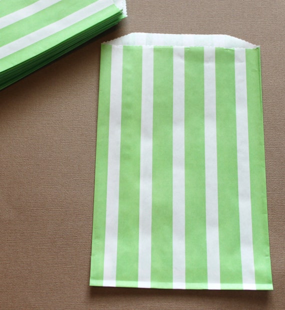 Candy Bags 20 Lime Green Striped Favor Bag Buffet Kids Birthday Party Wedding Baby Shower Favors Circus Carnival Popcorn W/ straw flags Il_570xn