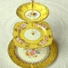Alice Loves Summer, Sunshine Yellow Cupcake Stand of Vintage China, 3 Tier Display for Garden Wedding or High Tea Party Centerpiece