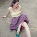 80s - Off To Austria - purple and pink high waist pleated dirndl skirt - size m l
