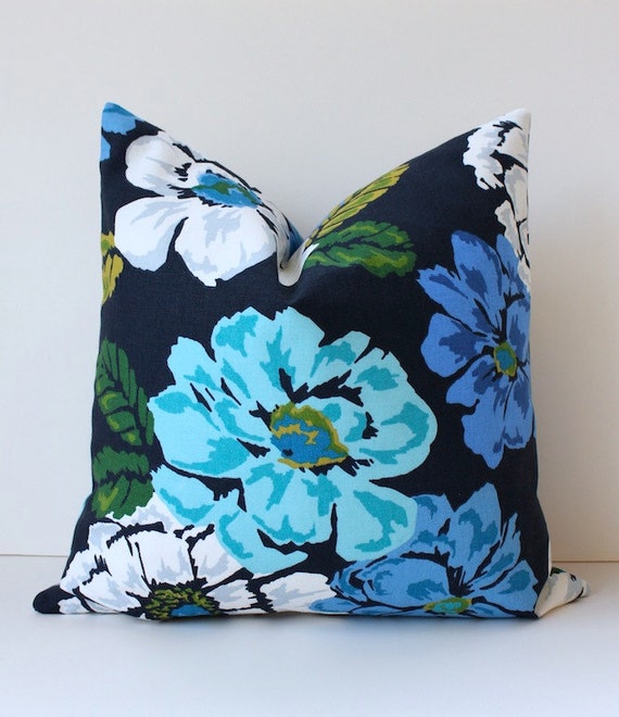 Modern Turquoise grey navy Decorative Designer Pillow Cover