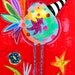 Original Artwork Bird and Flowers on Etsy (7x14 canvas)