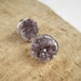 Amethyst Druzy Studs Drusy Quartz Earrings Rhodium Plated Sterling Silver