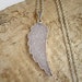 Agate Druzy Necklace Drusy Quartz Angel Wing Pendant Sterling Silver 30" Long Chain