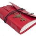 Red Leather Journal with Winged Clock Key Charm Bookmark