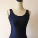 Dark Blue Shiny Ribbed Workout Leotard Swimsuit