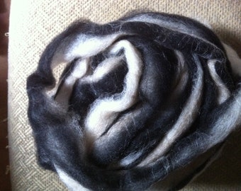 Alpaca fiber Alpaca roving Oreo tri color Colorado spinning fiber 4 oz