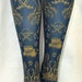 Nautical Pirate Narwhal Socks Stockings Knee High Hold Ups Printed Small Medium Gold on Navy Blue Women Anchor Octopus Sailor