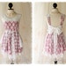 A Party Limited - Cocktail Prom Party Dinner Wedding Night Dress White Lace With Dark Fuchsia Lined Deep Back Bow Tie Special Lace Version