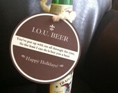 IOU Beer Gift Tags Labels Holiday Christmas INSTANT DOWNLOAD Coaster 3" Circles Il_170x135