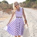 VTG 1950s 50s Purple and White Striped Dress w/ Full Skirt XS