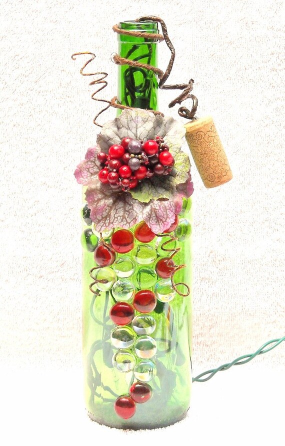 Green Burgundy and Red Wine Bottle Light Bottle Lamp Night