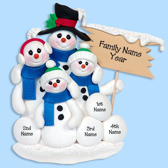 snowman family of 4 handmade polymer clay personalized snowman family of 4 handmade polymer clay personalized