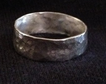 rustic fine silver and 14k yellow gold ring handmade