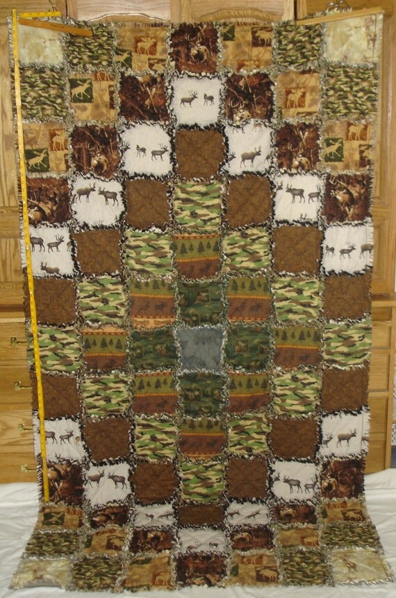 Outdoorsman cotton flannel rag quilt twin extra long day big