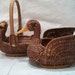 Vintage Wicker Duck Baskets, Set of 2 Brown Wicker Duck Baskets, Country Decorative Baskets,