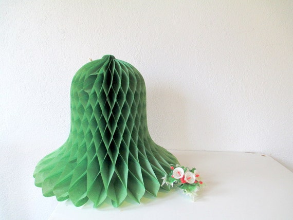 Items similar to Vintage Paper Bells, Green Christmas Decor, Paper Holiday Fold up Bells on Etsy