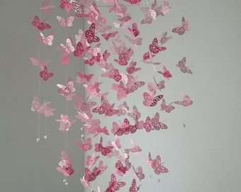 Butterfly mobile, Monarch Butterfly Chandelier Mobile -Perfectly Pink, girl room mobile, nursery mobile, baby girl mobile, photo prop