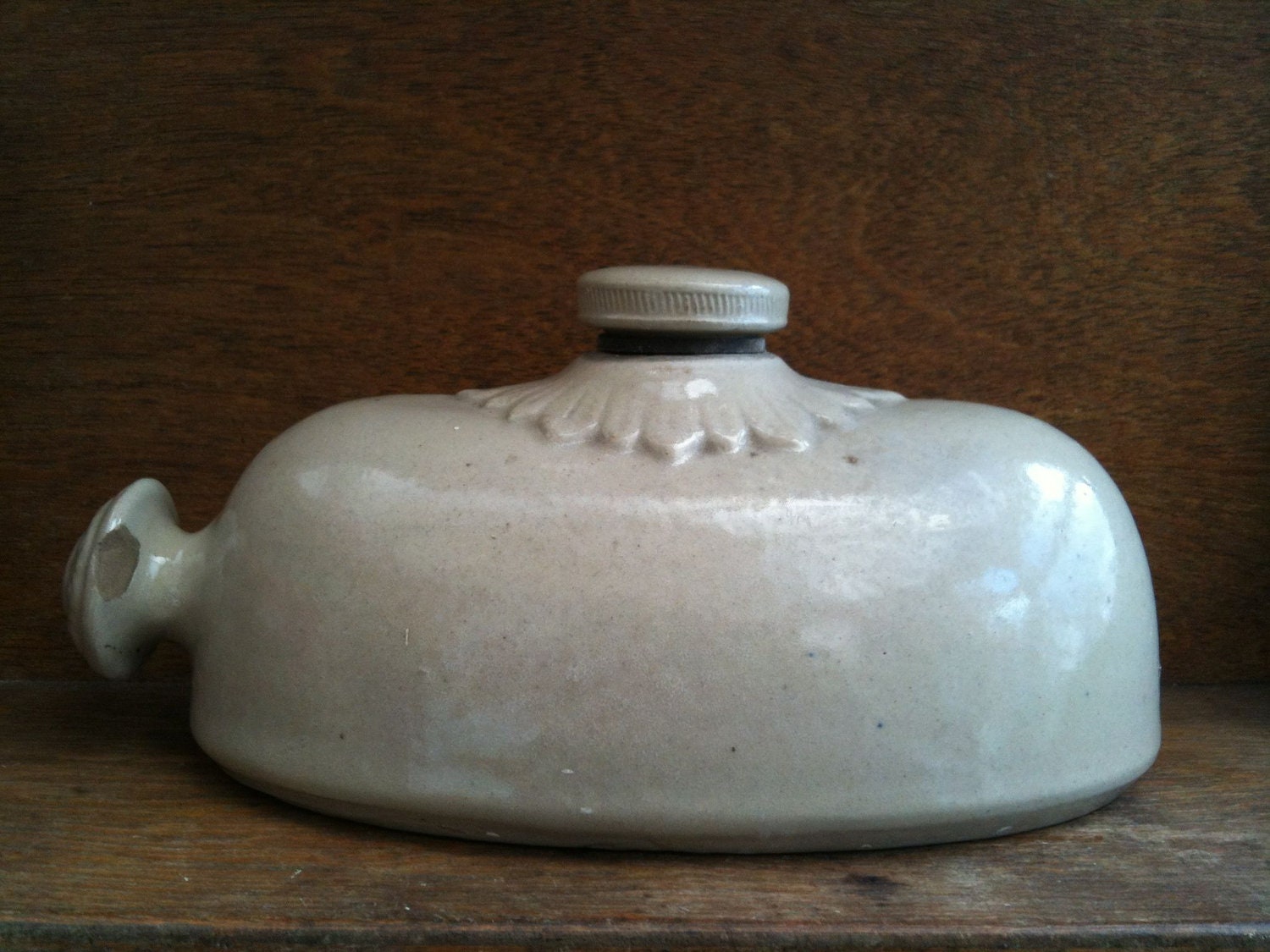 Vintage English Stoneware Bed Warmer / English Shop