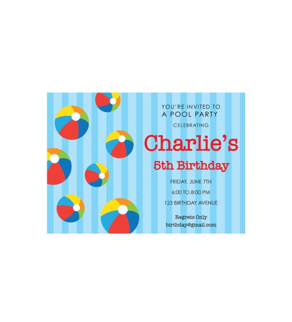 Beach Ball Birthday, Beach Ball Birthday Invitation, Pool Party Printables, Beach Ball Birthday Decorations, Lauren Haddox Designs Il_570xn
