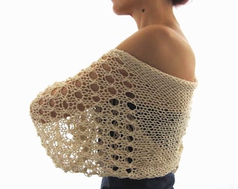 Light Beige COTTON SHRUG ....Elegant Hand Knitted Summer Shrug