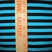 apx. 3/8" Turquoise Blue & Black Cotton Lycra Stripe Knit FAbric