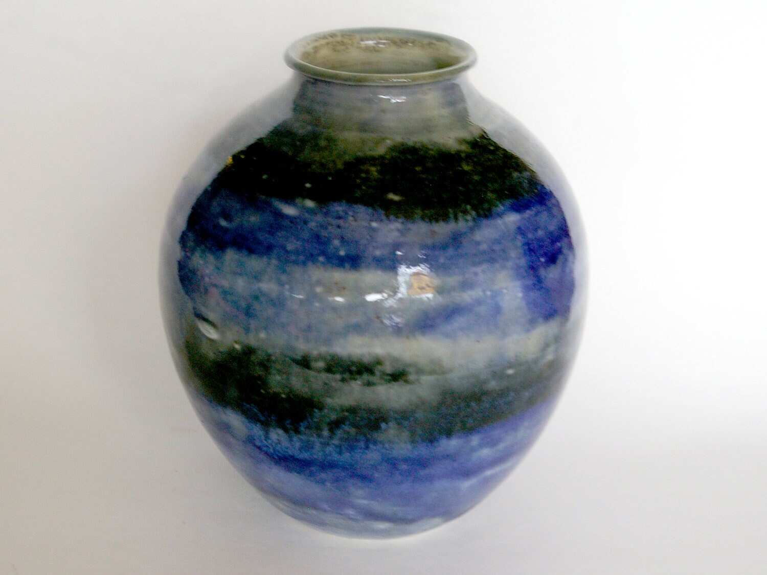 Blue and Grey Striped Vase Discounted