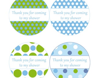 INSTANT DOWNLOAD Blue Brown Circle Baby Shower Thank You Tags