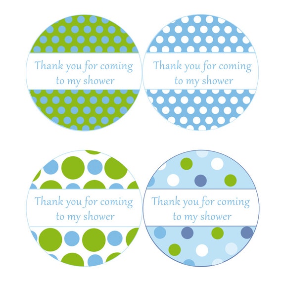 INSTANT DOWNLOAD Blue Green Polka Dots Baby Shower Party Thank