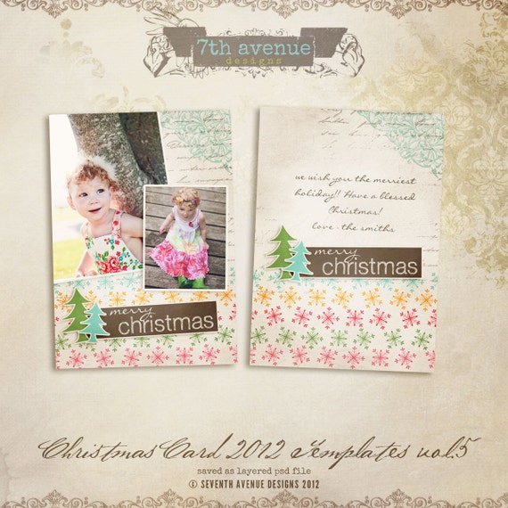 Items Similar To 2012 Christmas Card Templates Vol 5 5x7 Inch Card Template On Etsy Etsy Card Templates