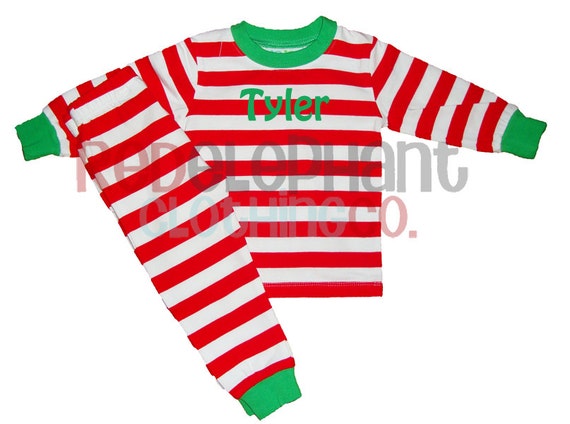 Monogrammed Christmas Pajamas Red Stripe by ...