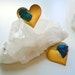 Brass Heart Peacock Ore Stud Earrings - Asymmetrical - Shimmering Teal Blue - Raw Gemstone