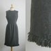 1960s wool gray midi length dress with rhinestone accents, size medium or large