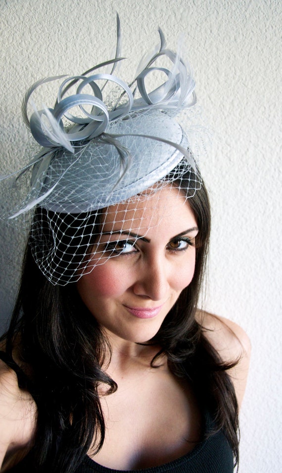 Silver Gray Fascinator Juliet Silver Gray Round