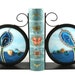 Sea Anemone Agates in Stained Glass Wrought Iron Bookends