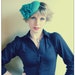 Cocktail hat Teal Tweed Bloom blue hat