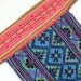 Vintage Hmong Tribal Textile Embroidered Cotton Fabric. Purple, Deep Aqua, Neon Pink / Summer Fashion / Upcycling Supplies