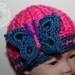 Baby Girl Hat - Butterfly Hat - Blue - Hot Pink - Cloche - 0 to 3 months - Photo Prop - READY TO SHIP