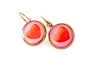 heart earrings, pink, pink romance, red heart, FREE SHIPPING