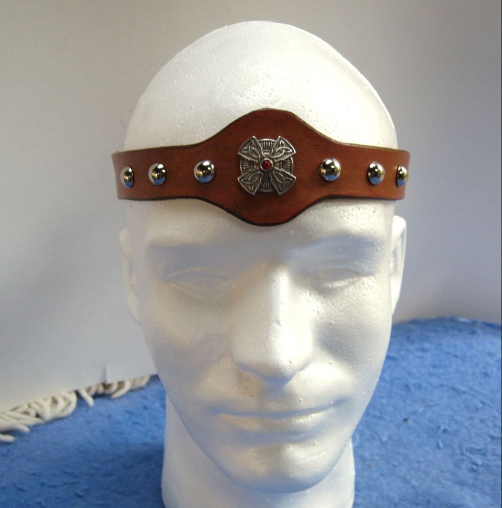Leather Headband SCA Fantasy Headband Medieval Crown Barbarian