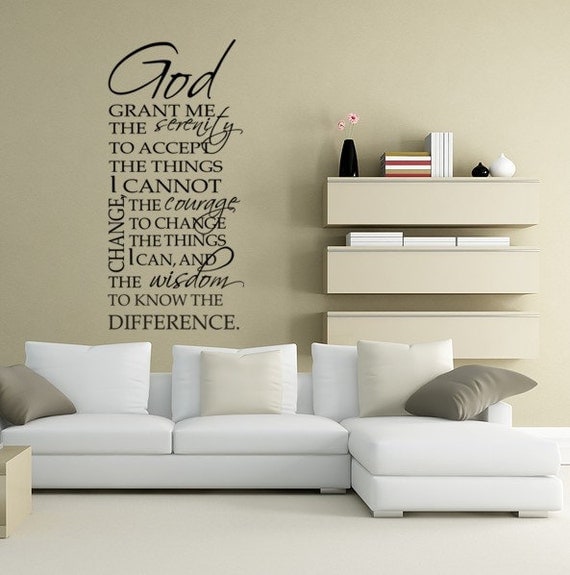 Serenity Prayer Wall Decal Vinyl Typography God Grant Me the Serenity