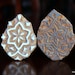 Hand Carved Indian Wood Textile Stamp Block Set- OOAK Two Color Floral Motif